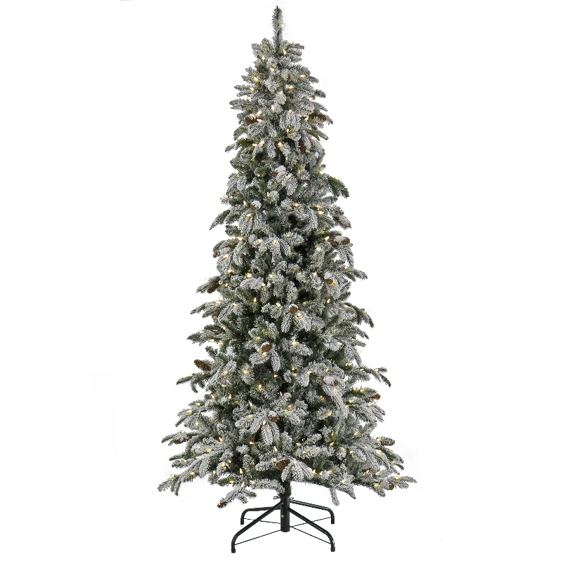 7.5 ft. Pre-Lit Snowy Vintin Fir Tree with LED Lights