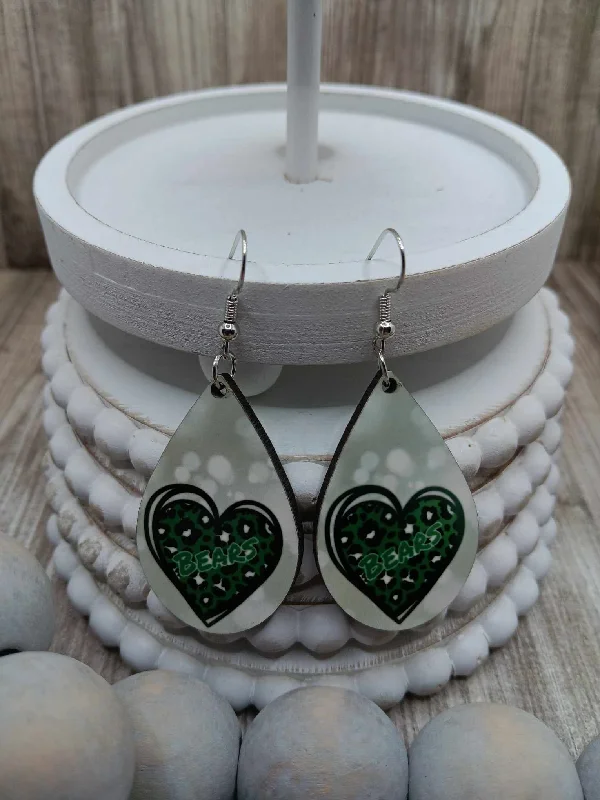 Bears Green Leopard Earrings