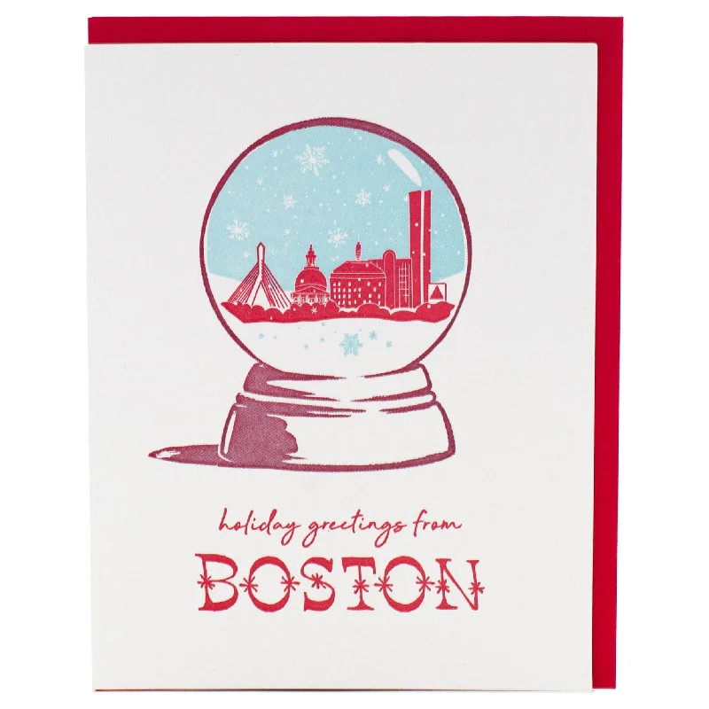 Boston, MA Snow Globe Holiday Card