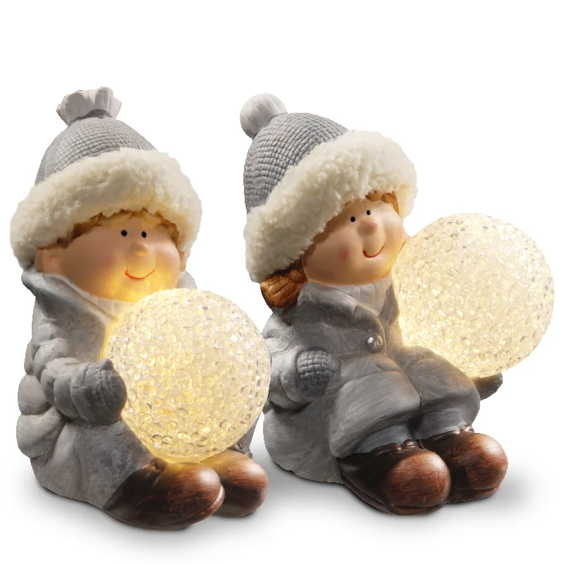 5.5 in. Lighted Boy & Girl Decor Piece