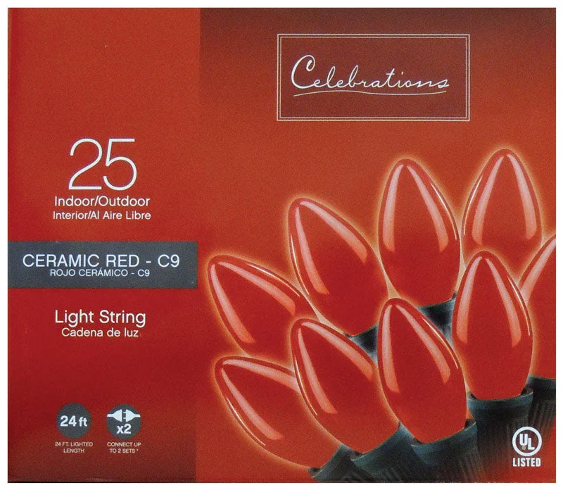 Celebrations Incandescent Red 25 ct String Christmas Lights 24 ft.