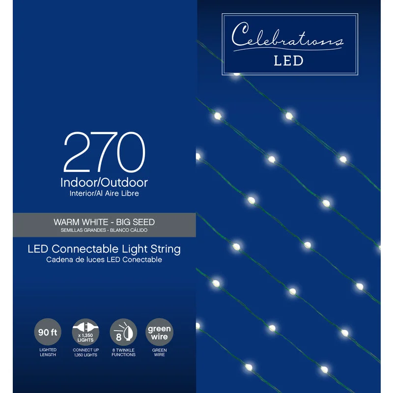 Celebrations LED Micro Dot/Fairy Clear/Warm White 270 ct String Christmas Lights 90 ft.