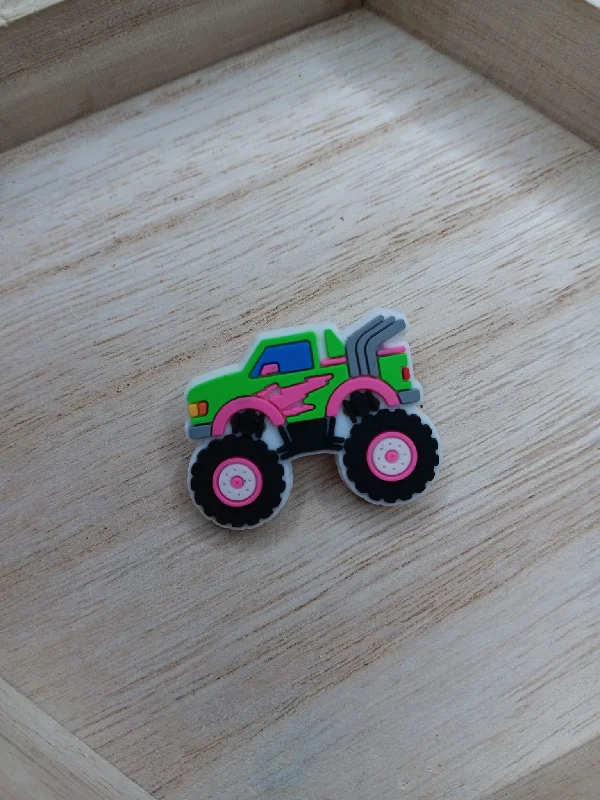 Green & Pink Monster Truck Shoe Charm Accessory