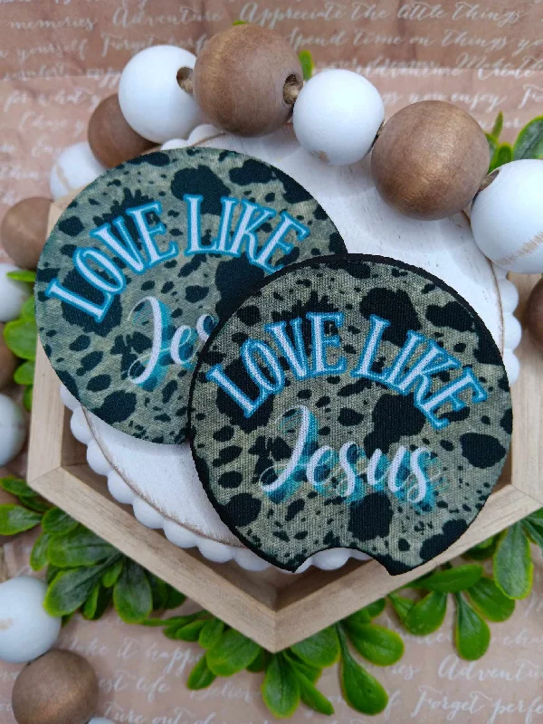 Love Like Jesus Car Coaster Set