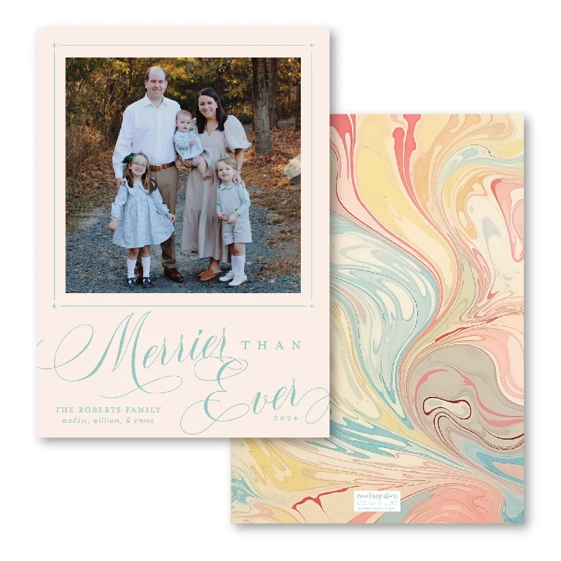 Merrier Than Ever Marble Holiday Card - Peach