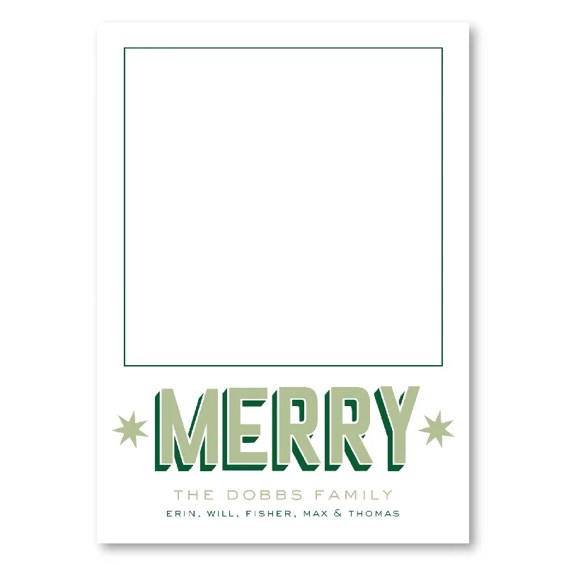 MERRY Star Photo Mount Holiday Card - Green