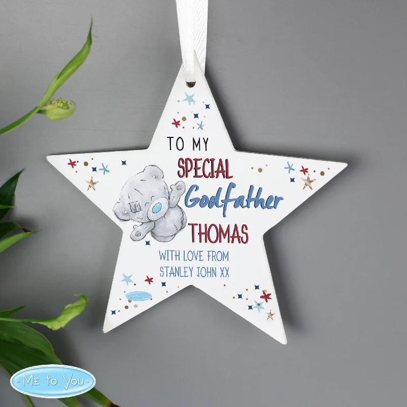 Personalised Me To You Godfather Wooden Star Decoration