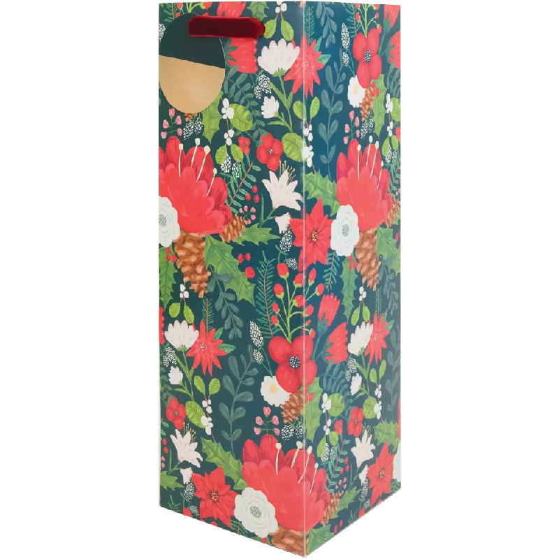 Yuletide Blooms Christmas Bottle Bag