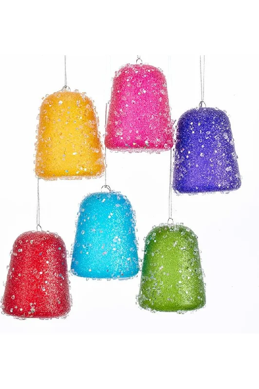 3.5" Glittered Gum Drop Ornaments (Asst 6)