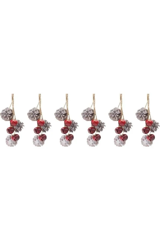 Bell and Pine Cone Drop Ornament (Set of 6)