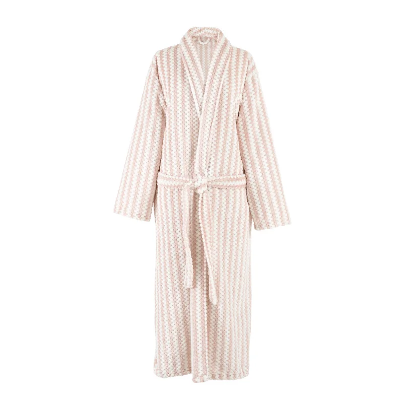 Bubble Stripe Fleece Slipper Pink Robe