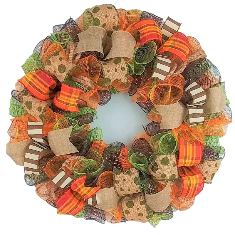 Fall Wreath Ideas | Thanksgiving Wreath Ideas | Fall Mesh Wreath : F1