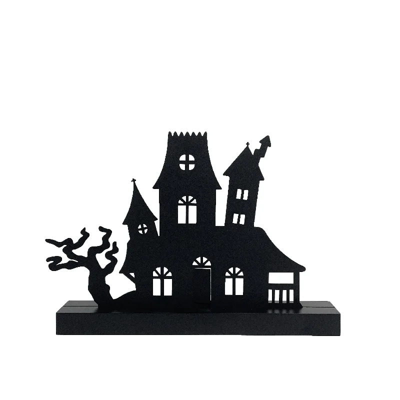 Spooky House Magnetic Decor with Wood Base