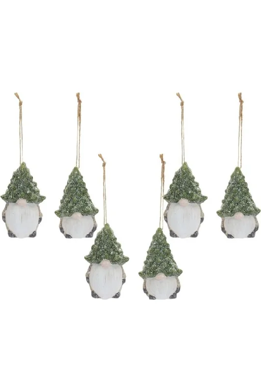 Terra Cotta Gnome with Pine Tree Hat Ornament (Set of 6)