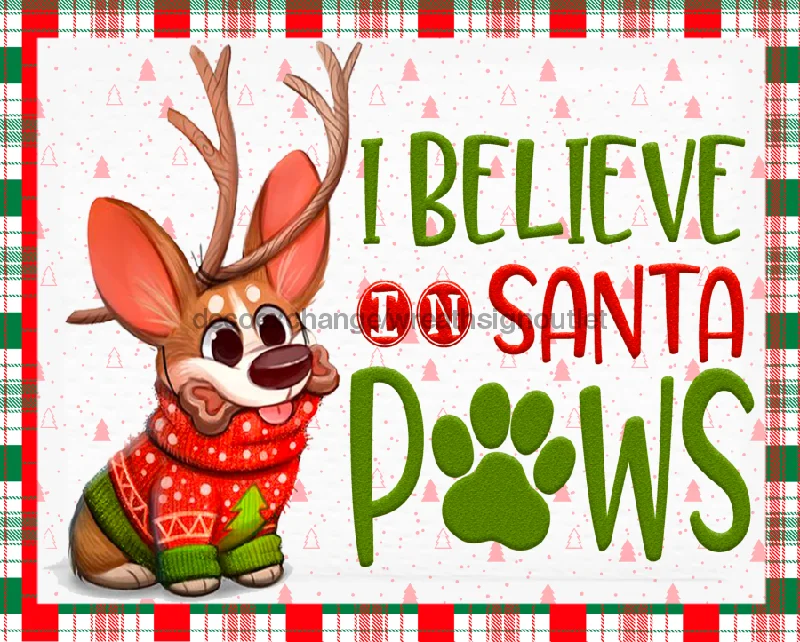 Wreath Sign, Santa Paws, Dog Christmas Sign, DECOE-979, Sign For Wreath, 8x10" Metal Sign