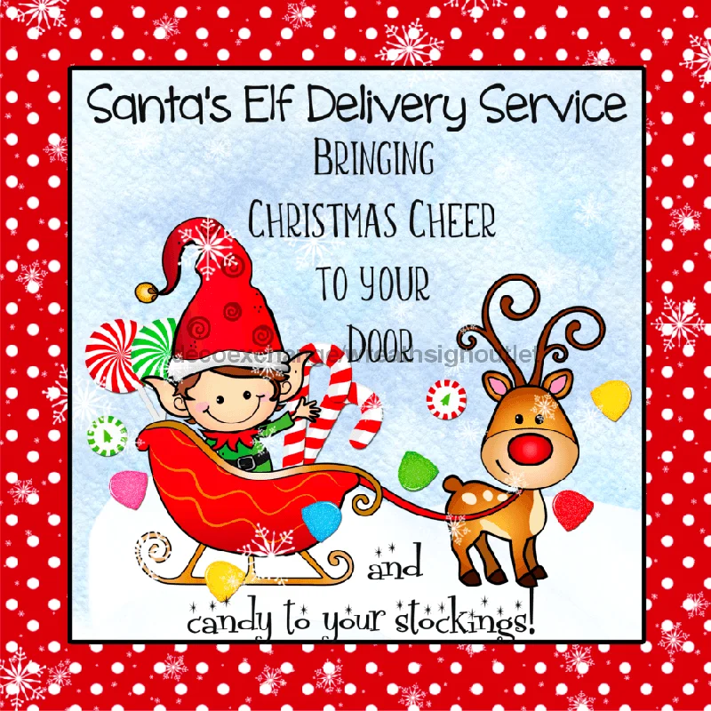 Wreath Sign, Santa Sleigh Sign, Christmas Sign,  Metal Sign DECOE-836, Sign For Wreath, 10x10" Metal Sign